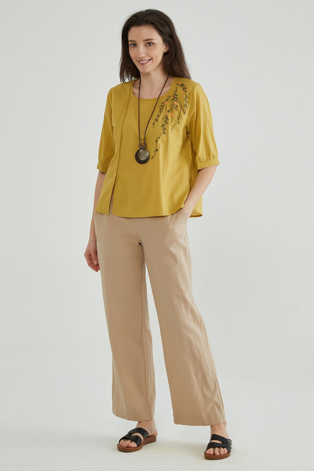 Yellow Embroidery Blouse - Whisper Mint
