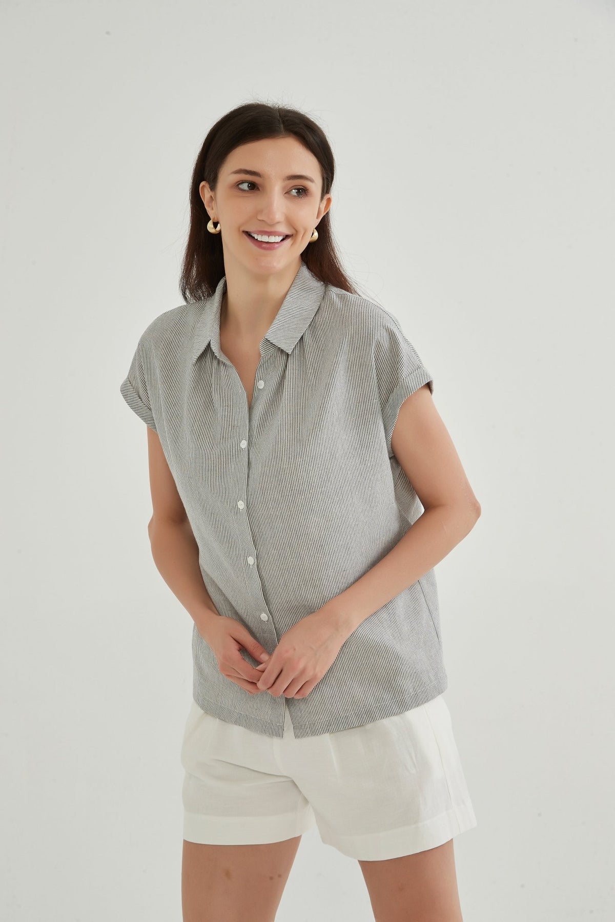 Clio Cap Sleeve Shirt - Whisper Mint