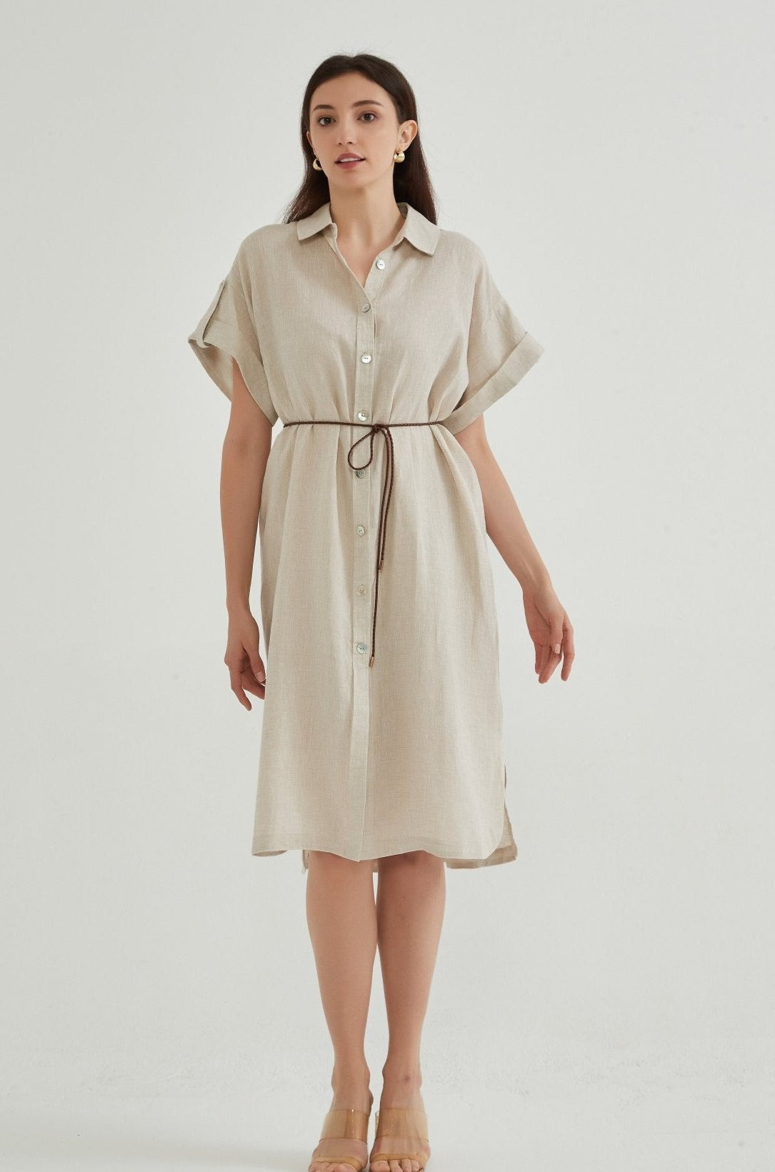 Iris Stand Collar Midi Dress