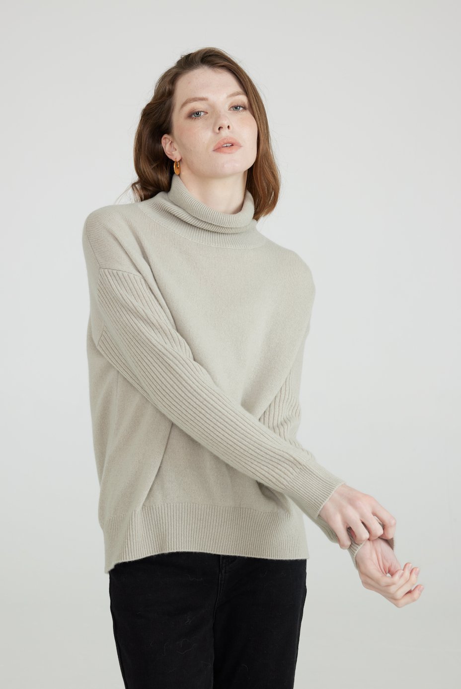 Drop shoulder best sale turtleneck sweater