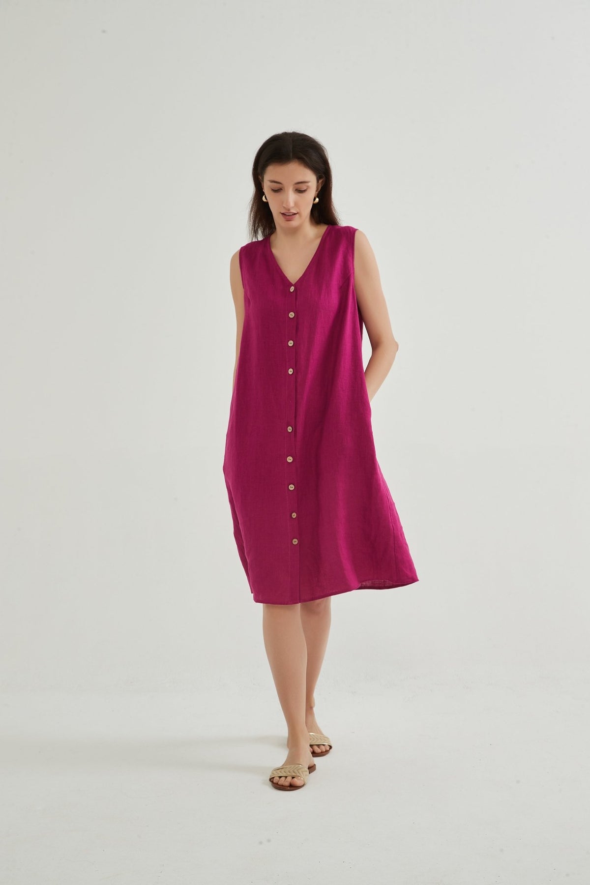 Pre-Order Rio 100% Linen Sleeveless Dress - Whisper Mint
