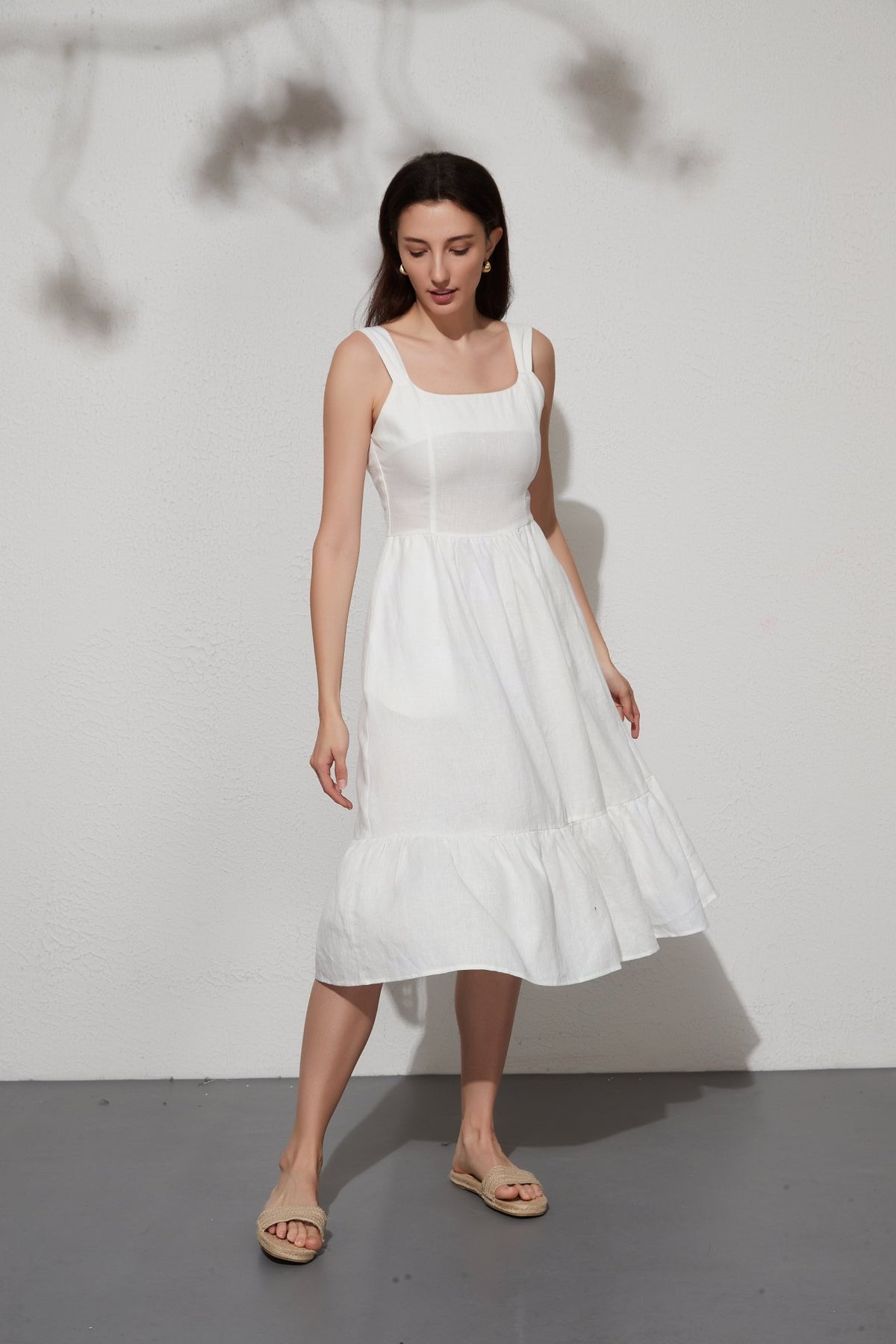 Rachel 100% Linen Strap Dress - Whisper Mint