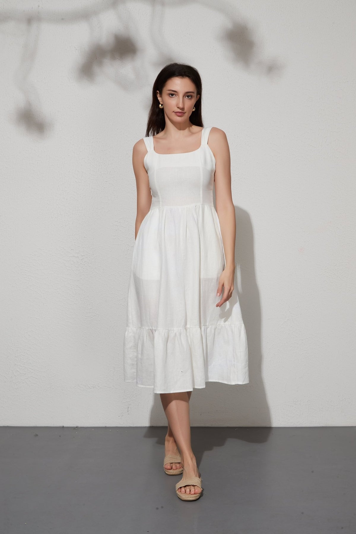 Rachel 100% Linen Strap Dress - Whisper Mint
