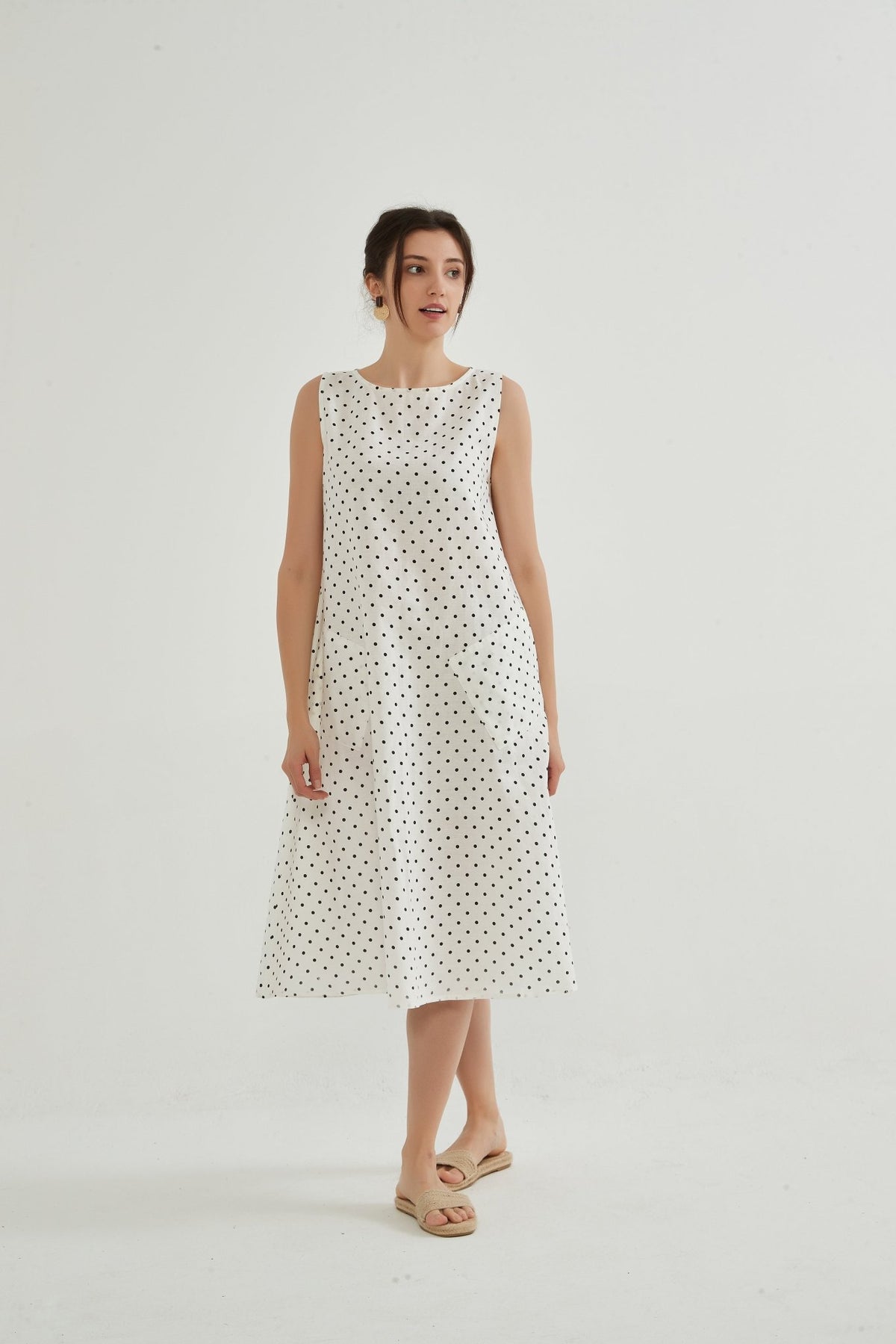 Yara Sleeveless Polka Dots Dress - Whisper Mint